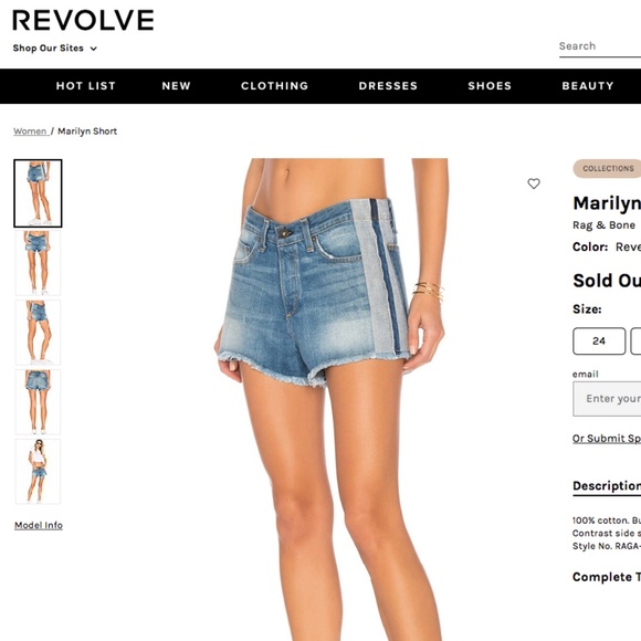 Rag & Bone Marilyn Reverse Selvedge Denim Button Fly Shorts - Picture 4 of 14